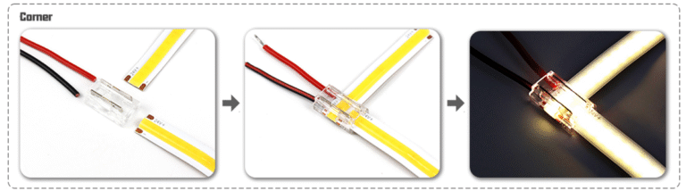 Running Water COB LED strip installation wiring – cut and connect with compatible connectors for dynamic water-effect lighting
