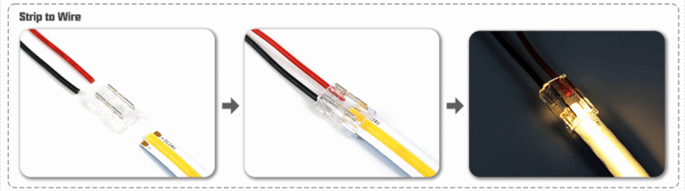 Running Water COB LED strip installation wiring – cut and connect with compatible connectors for dynamic water-effect lighting