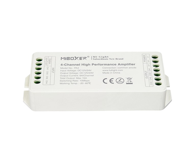 PA4 RGB RGBW LED controller multi-zone wireless RF control system for LED strip lighting used in architectural and commercial lighting applications