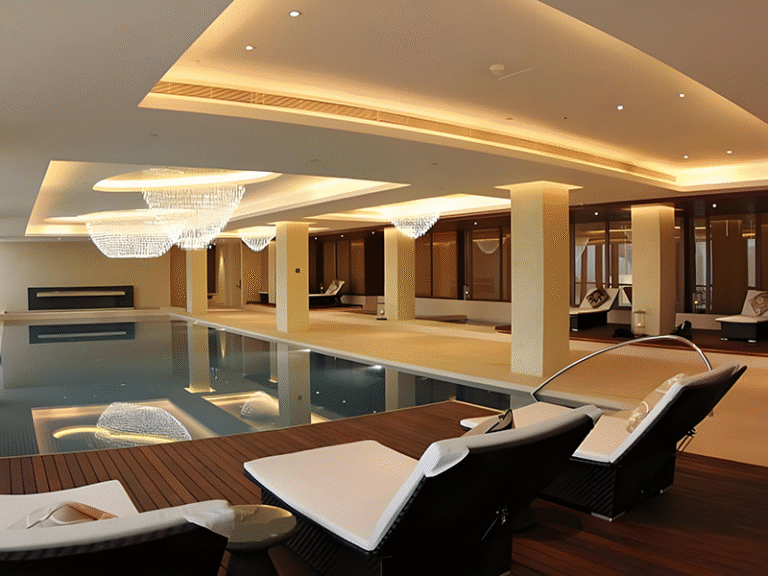 modern outdoor pool ambient lighting for hotel and resort