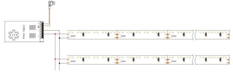 single color LED wiring diagram with power supply
