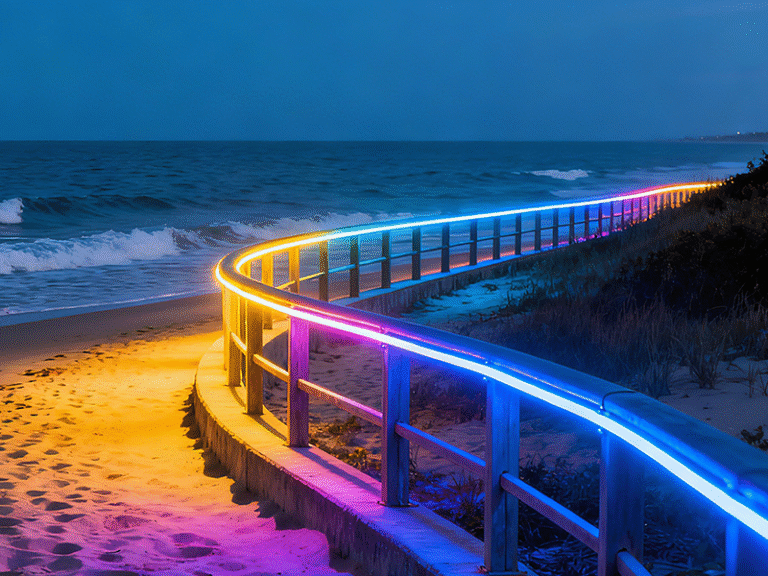 IP68 waterproof LED strip lighting for coastal fence illumination