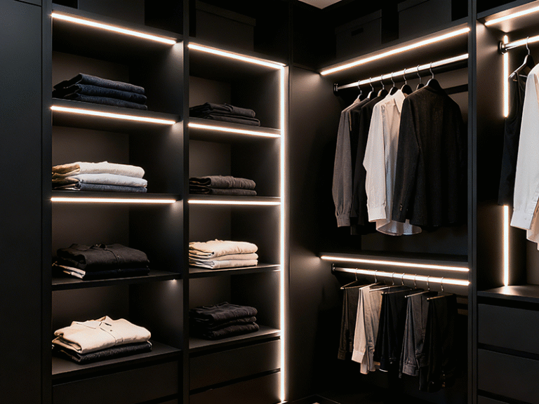 flexible LED neon strip lighting for closet and wardrobe illumination