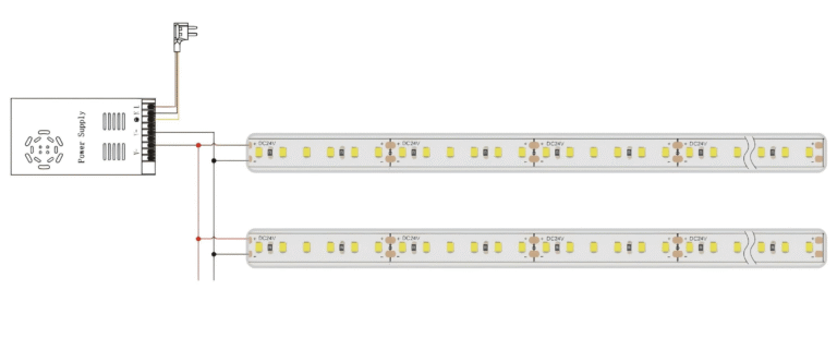 single color LED strip wiring diagram, 12V/24V single color LED strip connection, waterproof LED strip wiring