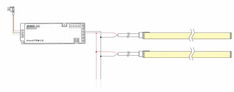 DC12V mini neon light strip wiring diagram with power supply