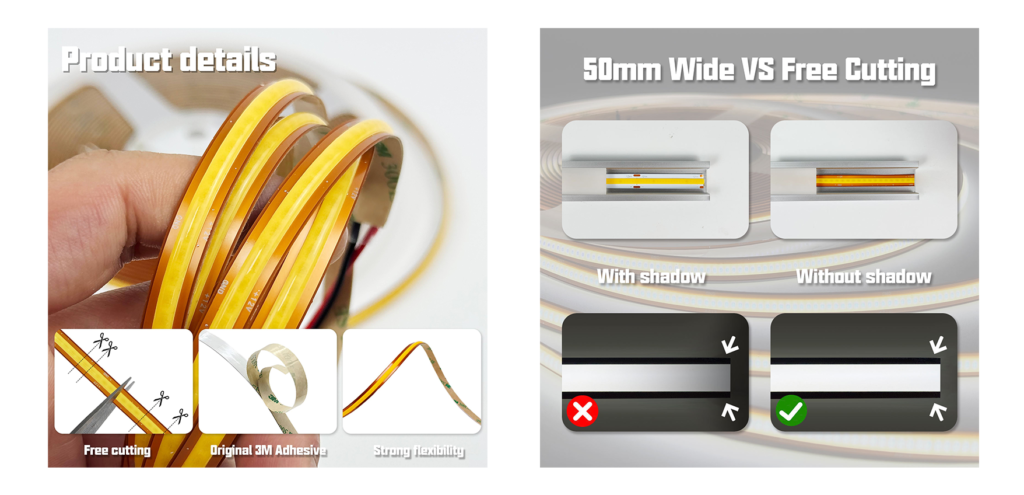 free cutting LED neon strip light flexible cutting design for custom projects