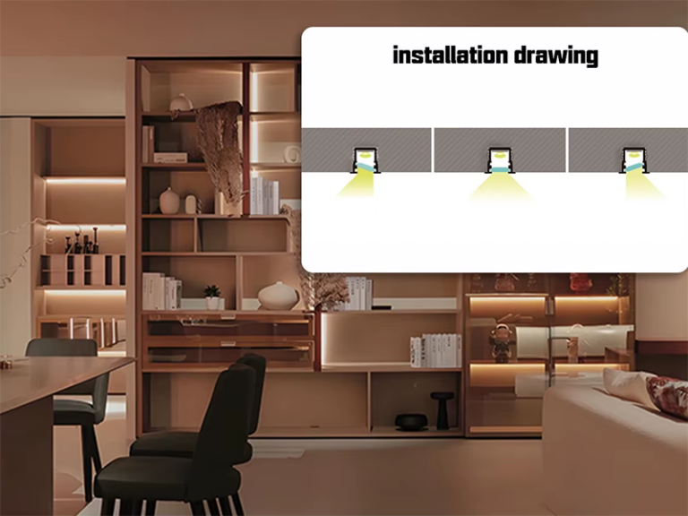 Ultra thin LED strip light for modern bookcase shelf lighting
